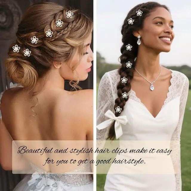 Alt view image 2 of 7 - 20 Pcs Mini Pearl Flower Hair Clips Small Decorative Hair Pins Floral Wedding Hair Barrettes White Flower Hair Clips Bridal Pearl Hair Accessories for Girls Women