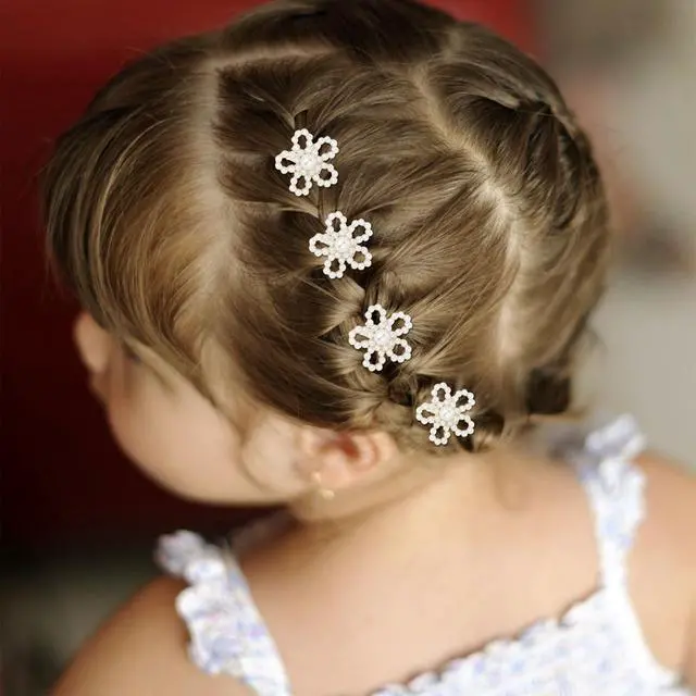Alt view image 5 of 7 - 20 Pcs Mini Pearl Flower Hair Clips Small Decorative Hair Pins Floral Wedding Hair Barrettes White Flower Hair Clips Bridal Pearl Hair Accessories for Girls Women