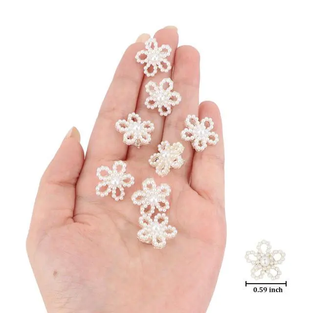 Alt view image 6 of 7 - 20 Pcs Mini Pearl Flower Hair Clips Small Decorative Hair Pins Floral Wedding Hair Barrettes White Flower Hair Clips Bridal Pearl Hair Accessories for Girls Women