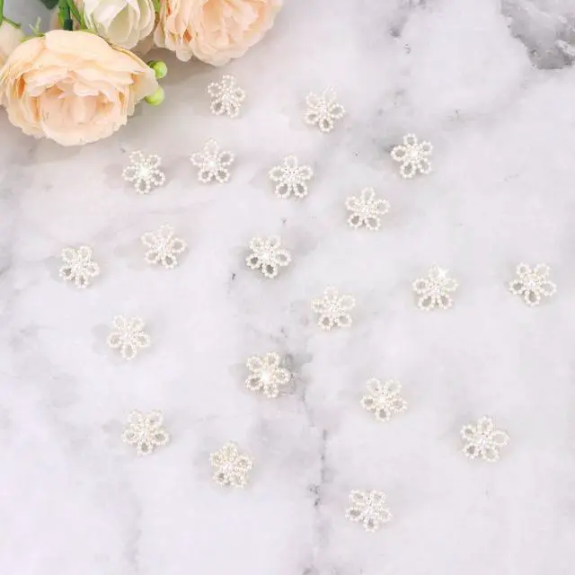Alt view image 7 of 7 - 20 Pcs Mini Pearl Flower Hair Clips Small Decorative Hair Pins Floral Wedding Hair Barrettes White Flower Hair Clips Bridal Pearl Hair Accessories for Girls Women