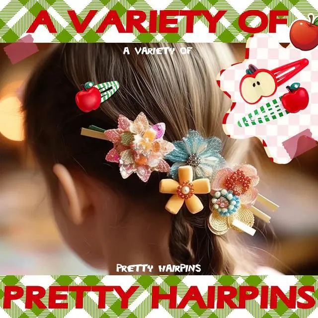 Alt view image 4 of 5 - 12 Pcs Cute Apple Hair Clips Red Apple Bow Slice Hair Barrettes Fruit Snap Clips Fruit Ribbon Bow Kawaii Cartoon Stylish Head Pins Accessories for Girl Women