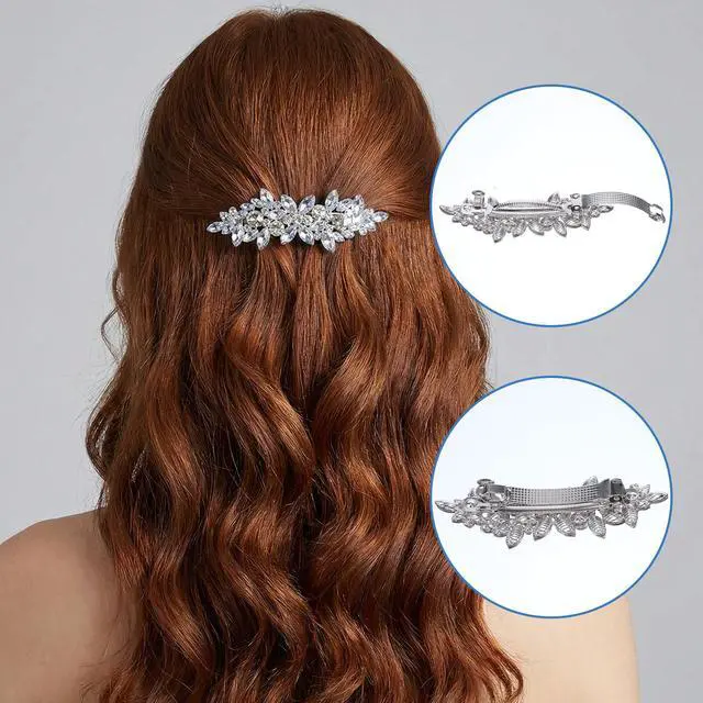 Alt view image 4 of 7 - 6Pcs Rhinestone Hair Clips for Women 2 Styles Silver Hair Barrettes Sparkly Crystal Pearl Flower Wedding Hair Clips Elegant Hairpins for Women Wedding Party Ceremonies Proms Hair Accessories