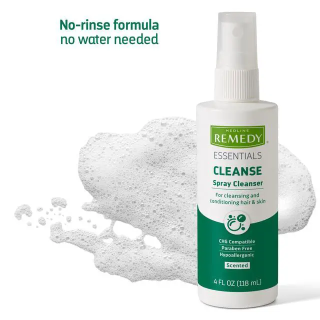 Alt view image 4 of 7 - Essentials Spray Cleanser (4 fl oz Spray), 1 Count, Scented, Full Body Cleanser & Shampoo, Sulfate Free, Gentle Body Wash, For Men & Women, Incontinence Cleaning, Bedside Cleansing