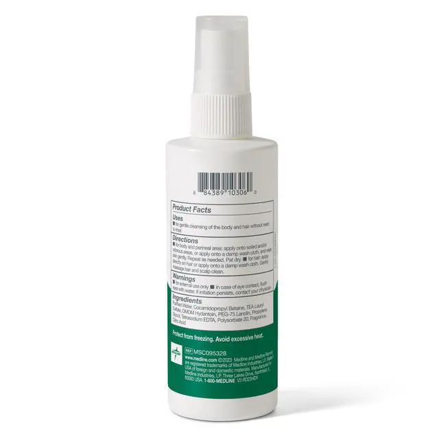 Alt view image 7 of 7 - Essentials Spray Cleanser (4 fl oz Spray), 1 Count, Scented, Full Body Cleanser & Shampoo, Sulfate Free, Gentle Body Wash, For Men & Women, Incontinence Cleaning, Bedside Cleansing