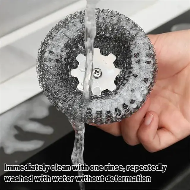 Alt view image 2 of 5 - 4pcs Steel Wool Scrubber with Replacement Wire Sponge Pads Set, Stainless Steel Scrubber with Handle for Scouring Stubborn Messes from Cast Iron, Pots, Pans, Grill, Stoves, Sink(2 Scrubber+2 Pads)
