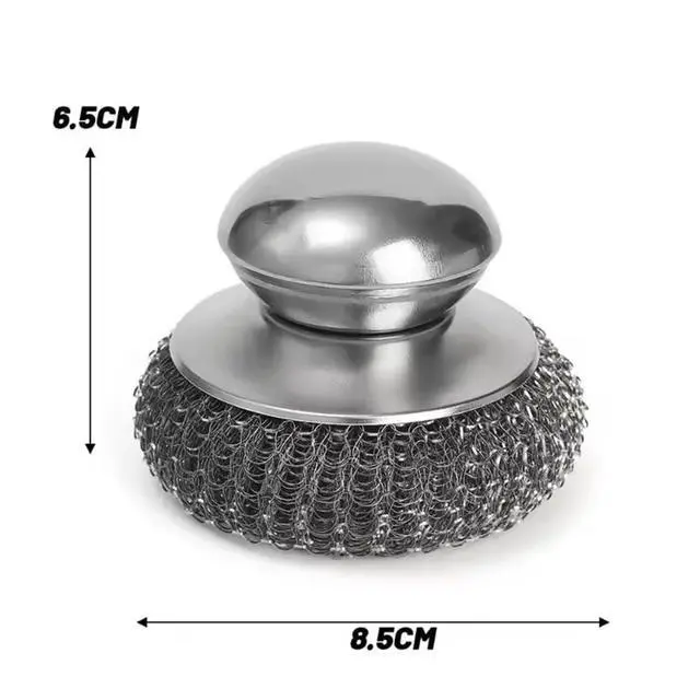 Alt view image 5 of 5 - 4pcs Steel Wool Scrubber with Replacement Wire Sponge Pads Set, Stainless Steel Scrubber with Handle for Scouring Stubborn Messes from Cast Iron, Pots, Pans, Grill, Stoves, Sink(2 Scrubber+2 Pads)