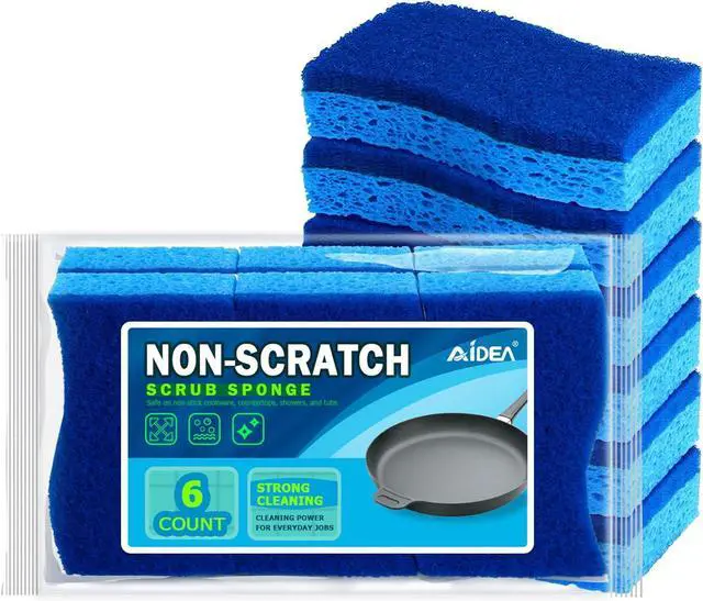 Main image of Sponges Kitchen, Non Scratch Scrub Sponge, 6Count, Sponges for Non Stick Cookware, Cleaning Sponge for Dishes, Cleans Fast Without Scratching, Cleaning Power for Kitchen, Bathroom, Household