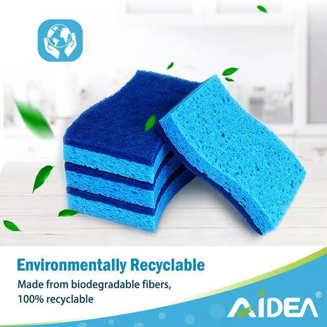 Alt view image 7 of 7 - Sponges Kitchen, Non Scratch Scrub Sponge, 6Count, Sponges for Non Stick Cookware, Cleaning Sponge for Dishes, Cleans Fast Without Scratching, Cleaning Power for Kitchen, Bathroom, Household