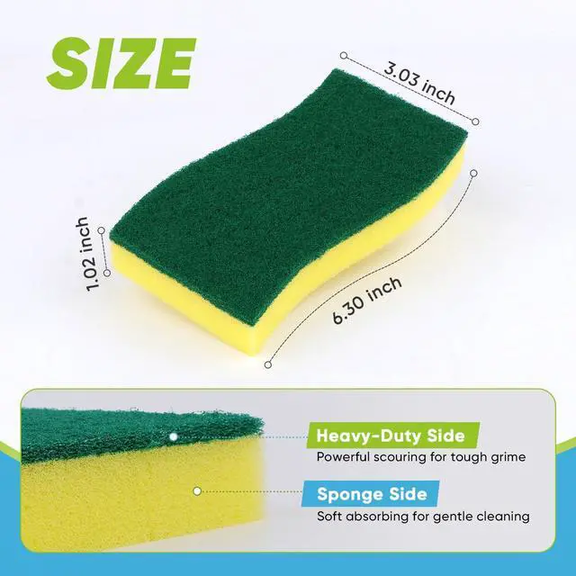 Alt view image 2 of 7 - Sponges Kitchen, XL Heavy Duty Dish Sponge, Cleaning Dish Scrubber Sponge for Home and Kitchen, Extra Large Cleaning Supplies for Pots, Pans, 6 Pack