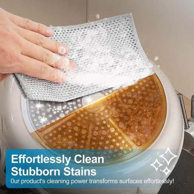 Alt view image 5 of 7 - 12 Pcs Multipurpose Wire Dishwashing Rag, 7.87" x 7.87" Non Scratch Wire Dishcloth, 3-Layer Steel Wool Wire Dishwashing Cloth Reusable Wire Cleaning Cloth for Cookware, Sinks, Dishes, Stove Tops