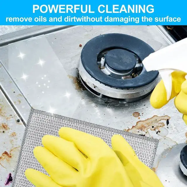 Alt view image 6 of 7 - 12 Pcs Multipurpose Wire Dishwashing Rag, 7.87" x 7.87" Non Scratch Wire Dishcloth, 3-Layer Steel Wool Wire Dishwashing Cloth Reusable Wire Cleaning Cloth for Cookware, Sinks, Dishes, Stove Tops