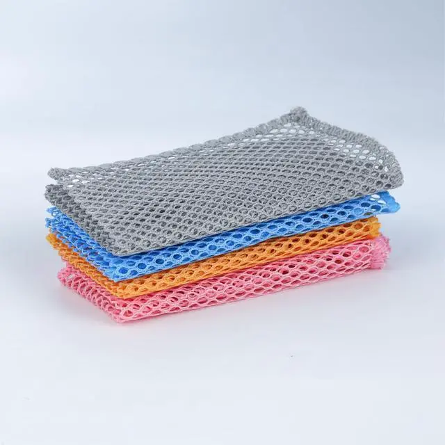 Alt view image 3 of 6 - 4 Pcs Heavy Duty Dish Scrubbers, Non-Scratch Scouring Pads - Odorless & Long Lasting Mesh Dish Cloth - Replace Sponges - Kitchen, Floor and Bathroom Usage