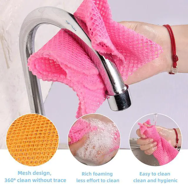 Alt view image 5 of 6 - 4 Pcs Heavy Duty Dish Scrubbers, Non-Scratch Scouring Pads - Odorless & Long Lasting Mesh Dish Cloth - Replace Sponges - Kitchen, Floor and Bathroom Usage