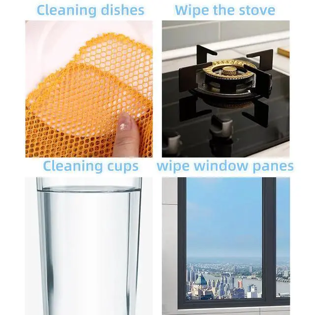 Alt view image 6 of 6 - 4 Pcs Heavy Duty Dish Scrubbers, Non-Scratch Scouring Pads - Odorless & Long Lasting Mesh Dish Cloth - Replace Sponges - Kitchen, Floor and Bathroom Usage