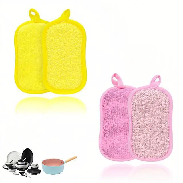 Main image of Dual-Sided Kitchen Scrubbing Sponges, Heavy Duty Non-Scratch Cleaning Sponges, Extra Thick Dual-Sided Sponge with Hooks Lint-Free & Durable for Pots, Pans, Glass, Stainless Steel & Grills
