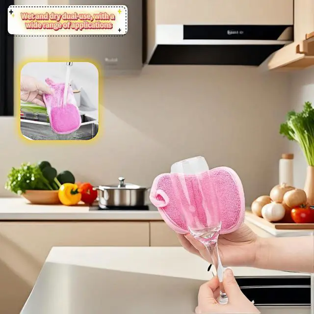 Alt view image 5 of 7 - Dual-Sided Kitchen Scrubbing Sponges, Heavy Duty Non-Scratch Cleaning Sponges, Extra Thick Dual-Sided Sponge with Hooks Lint-Free & Durable for Pots, Pans, Glass, Stainless Steel & Grills