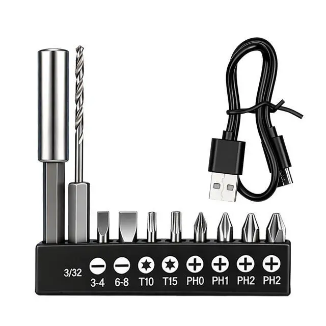 Alt view image 3 of 7 - 4V Electric Screwdriver, Rechargeable Cordless Screwdriver Set with 10 Bits, LED Light, Left/Right Rotation, USB Charging Cable, Ideal for Home Repairs
