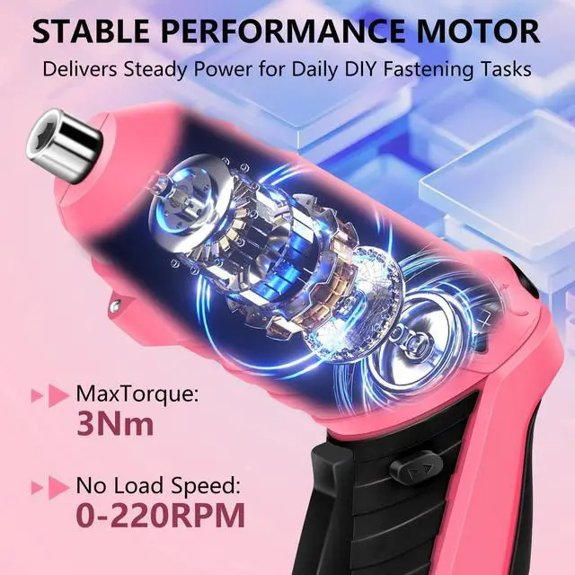 Alt view image 5 of 7 - 14-in-1 3.6V Pink USB Rechargeable Electric Screwdriver Set