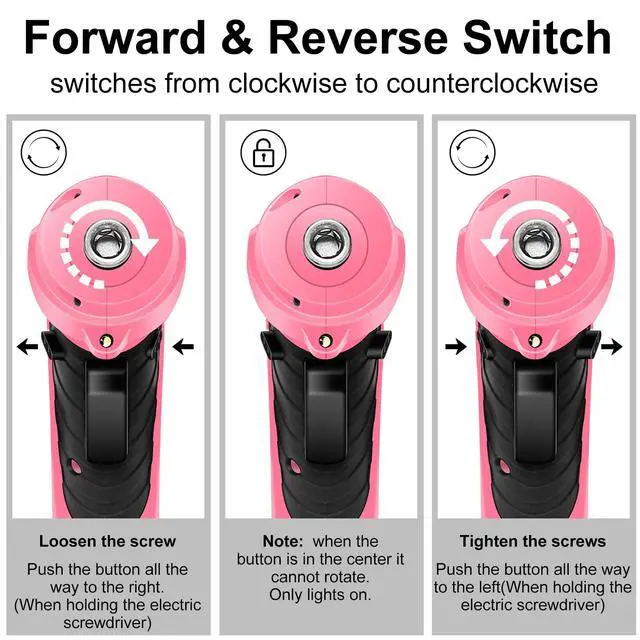 Alt view image 7 of 7 - 14-in-1 3.6V Pink USB Rechargeable Electric Screwdriver Set