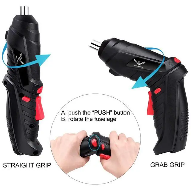 Alt view image 3 of 6 - Electric Screwdriver, 3.6V Cordless, 44pcs Screwdriver Bit Set, Front LED Light, Flexible Shaft, Micro USB, Carrying Case, Ideal for Home Improvement & Furniture Assembly