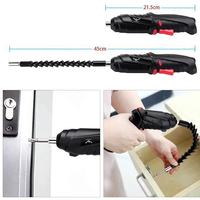 Alt view image 5 of 6 - Electric Screwdriver, 3.6V Cordless, 44pcs Screwdriver Bit Set, Front LED Light, Flexible Shaft, Micro USB, Carrying Case, Ideal for Home Improvement & Furniture Assembly