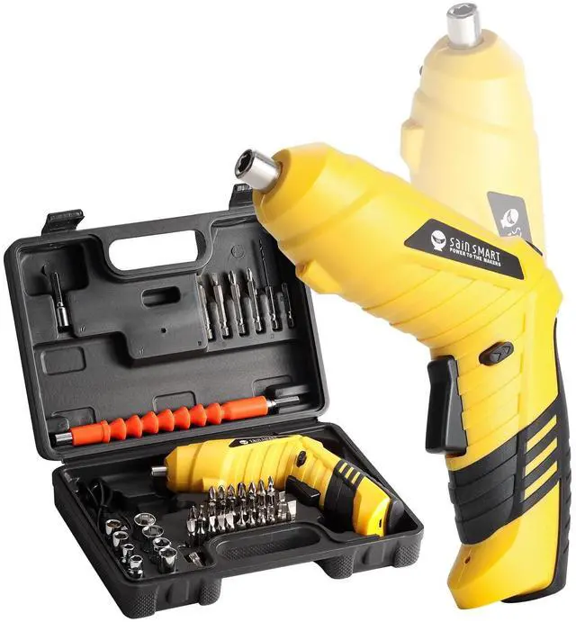 Main image of Cordless Electric Screwdriver with Rechargeable 3.6v Lithium Battery and 1/4 Hex Chuck, Includes 45pcs Bits, 1 Extension Rod and 1 USB Cable