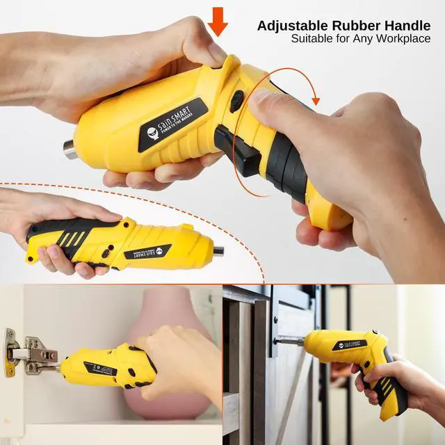 Alt view image 3 of 7 - Cordless Electric Screwdriver with Rechargeable 3.6v Lithium Battery and 1/4 Hex Chuck, Includes 45pcs Bits, 1 Extension Rod and 1 USB Cable