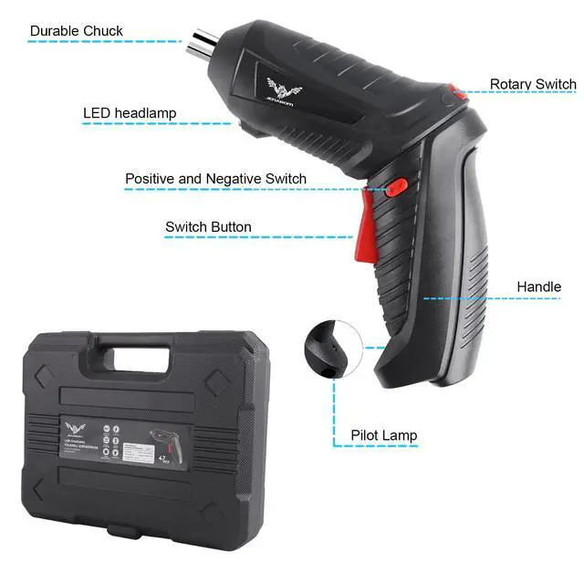 Alt view image 2 of 7 - Cordless Electric Screwdriver Set, 47 in 1 Rechargeable, 3.6V, 3.5N·m Max Torque, USB Power Rechargeable Screwdriver with 44pcs Driver Bits, Ideal for Small Projects