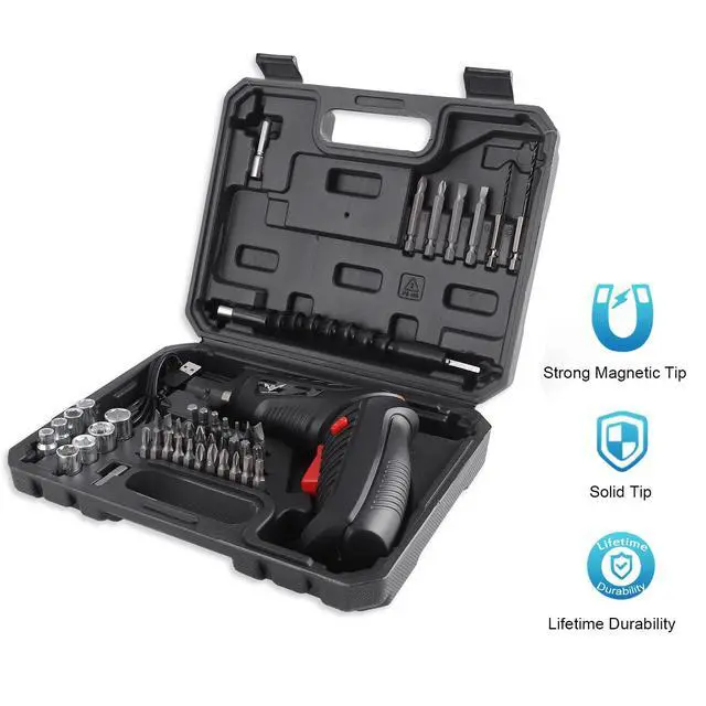Alt view image 6 of 7 - Cordless Electric Screwdriver Set, 47 in 1 Rechargeable, 3.6V, 3.5N·m Max Torque, USB Power Rechargeable Screwdriver with 44pcs Driver Bits, Ideal for Small Projects