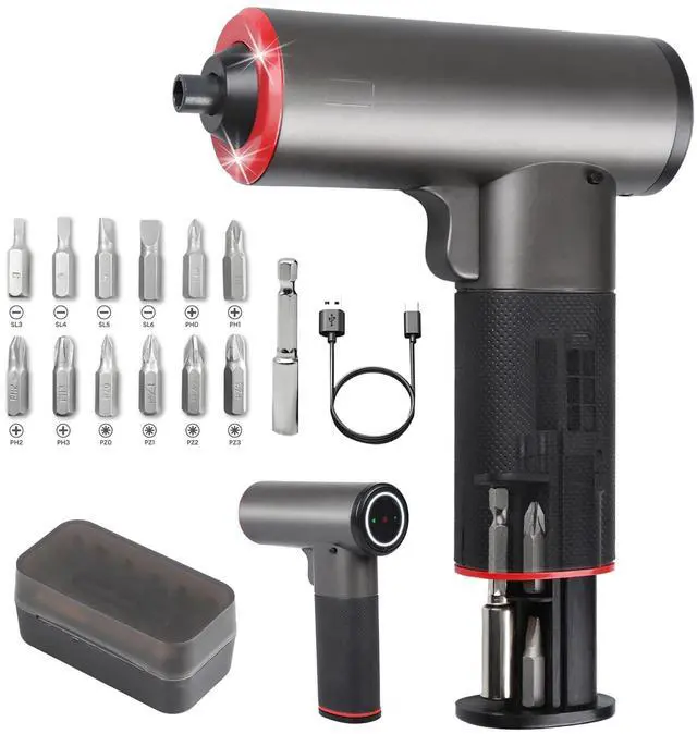 Main image of Electric Cordless Battery Operated Screwdriver Set | 4V Rechargeable Screwdriver Kit with 12 Drill Bits | LED Light & Separable Battery Pack with USB Charging Cable for Home|DIY|Repair