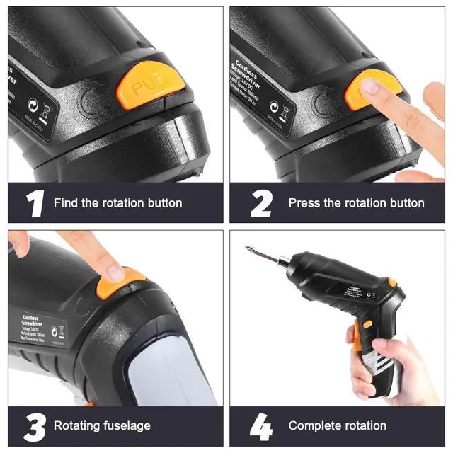 Alt view image 3 of 7 - Cordless Electric Screwdriver Set, 3.6V 1300mAh Mini Power Screwdriver, USB Rechargeable Built-in LED Light & Flexible Shaft, 17pcs Hand Tool Kit for Small Repairs & DIY(black)