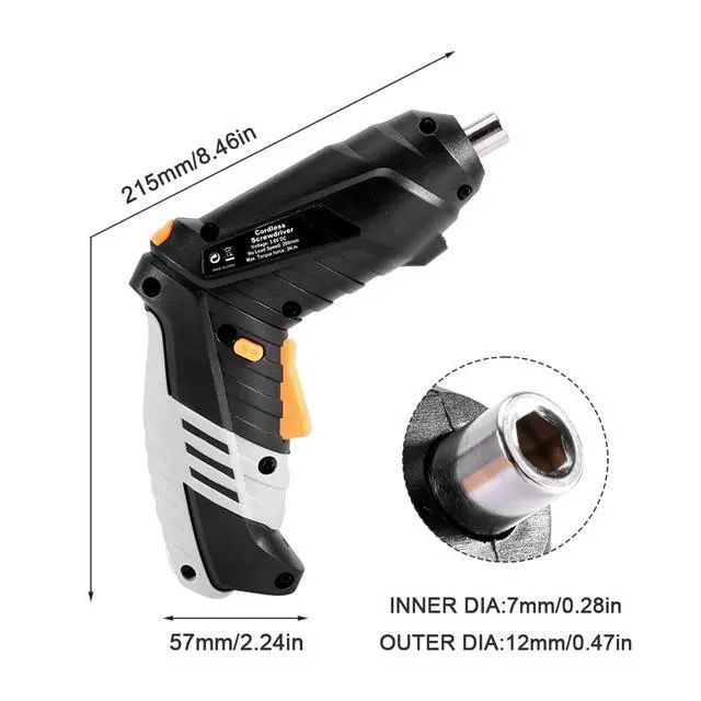 Alt view image 7 of 7 - Cordless Electric Screwdriver Set, 3.6V 1300mAh Mini Power Screwdriver, USB Rechargeable Built-in LED Light & Flexible Shaft, 17pcs Hand Tool Kit for Small Repairs & DIY(black)