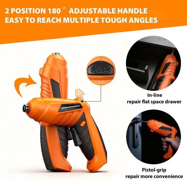 Alt view image 2 of 7 - Electric Screwdriver Cordless, Rechargeable Battery Power Screwdriver Set, 47-in-1 Small Electric Screwdriver with LED Light, USB Cordless Screwdriver