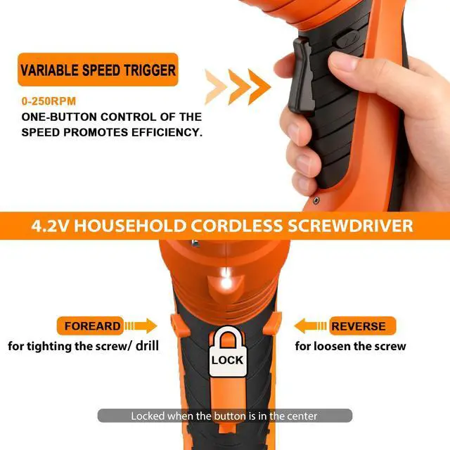 Alt view image 3 of 7 - Electric Screwdriver Cordless, Rechargeable Battery Power Screwdriver Set, 47-in-1 Small Electric Screwdriver with LED Light, USB Cordless Screwdriver