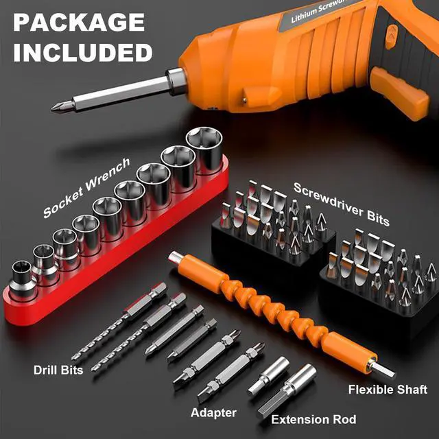 Alt view image 6 of 7 - Electric Screwdriver Cordless, Rechargeable Battery Power Screwdriver Set, 47-in-1 Small Electric Screwdriver with LED Light, USB Cordless Screwdriver