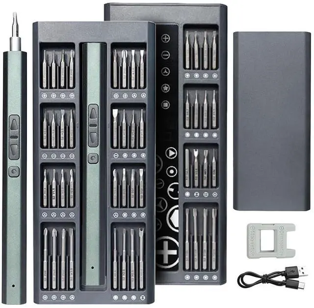 Main image of Mini Electric Screwdriver, 66 in 1 Precision Screwdriver Set Rechargeable Cordless Precision screwdriver Kit 64 Magnetic Bits Power Portable Repair Tool with LED Light for Phone Laptop Watch