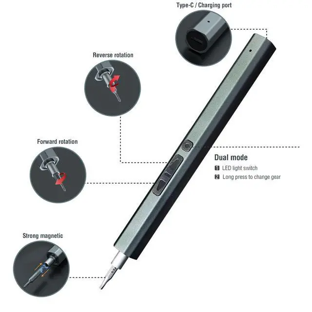 Alt view image 4 of 7 - Mini Electric Screwdriver, 66 in 1 Precision Screwdriver Set Rechargeable Cordless Precision screwdriver Kit 64 Magnetic Bits Power Portable Repair Tool with LED Light for Phone Laptop Watch