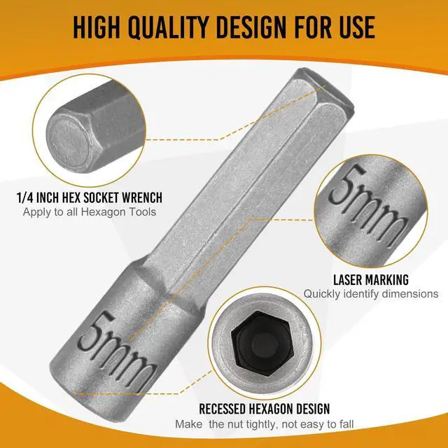 Alt view image 3 of 6 - 23 Pcs Power Nuts Driver Drill Bit Tools Set 1/4'' Driver Hex Shank Keys Metric Socket Wrench Screw Impact Bit Set for Power Tools, Electric Drills Screwdrivers Socket Wrench