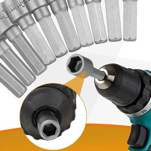 Alt view image 4 of 6 - 23 Pcs Power Nuts Driver Drill Bit Tools Set 1/4'' Driver Hex Shank Keys Metric Socket Wrench Screw Impact Bit Set for Power Tools, Electric Drills Screwdrivers Socket Wrench