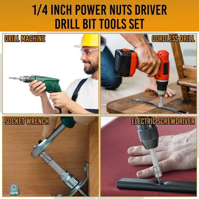 Alt view image 5 of 6 - 23 Pcs Power Nuts Driver Drill Bit Tools Set 1/4'' Driver Hex Shank Keys Metric Socket Wrench Screw Impact Bit Set for Power Tools, Electric Drills Screwdrivers Socket Wrench
