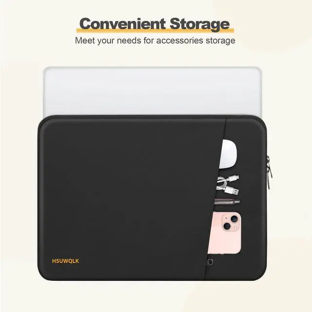 Alt view image 2 of 7 - 360 Protective Laptop Carrying Case 13.3 inch,13-13.3 inch Laptop Sleeve Compatible with MacBook Air/Pro 13/Pro 14,HP Dell ASUS Lenovo,Shockproof Computer Sleeve Bag with Pocket, Black