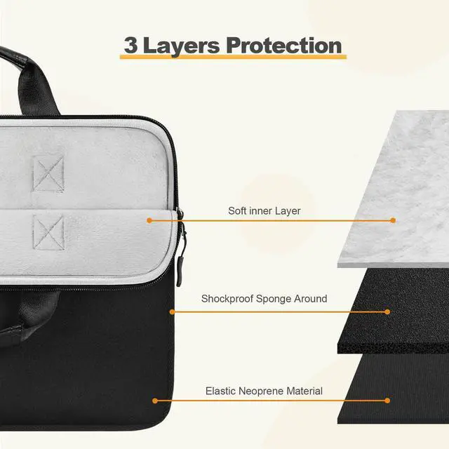 Alt view image 3 of 7 - Laptop Case 16 inch,15-15.6 inch Laptop Sleeve Bag Compatible with MacBook Pro 16 M5 M4 M3 M2 M1,HP Dell Acer ASUS Lenovo Notebook,Neoprene Computer Bag with Handle&Curved Pocket, Black