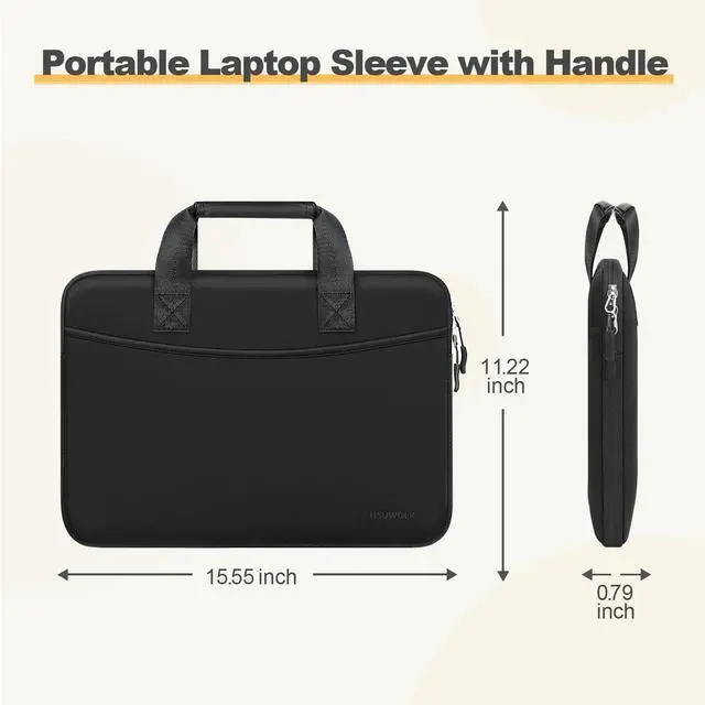 Alt view image 5 of 7 - Laptop Case 16 inch,15-15.6 inch Laptop Sleeve Bag Compatible with MacBook Pro 16 M5 M4 M3 M2 M1,HP Dell Acer ASUS Lenovo Notebook,Neoprene Computer Bag with Handle&Curved Pocket, Black