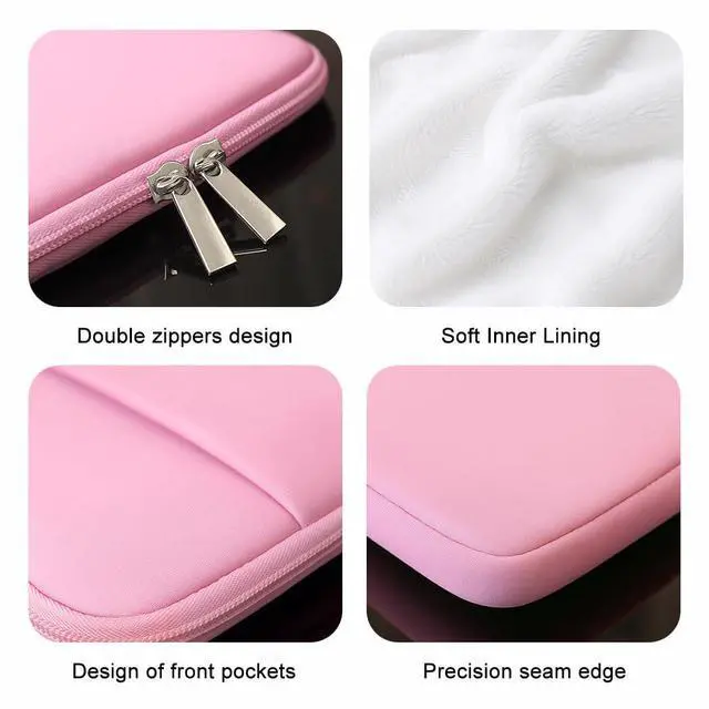 Alt view image 4 of 7 - Laptop Sleeve for MacBook Neo/Air/Pro 13 inches A18/M5/M4/M3/M2/M1 Chip 2026-2020 A3404 A3449 A3240 A3113 with 2 Pockets Tablet Bag Case Accessories (Bright Blush Pink)