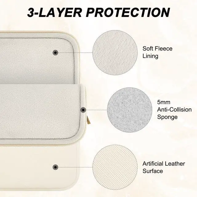Alt view image 2 of 7 - 13 13.3 inch Laptop Sleeve Case,Waterproof Laptop Notebook Cover for MacBook Air MacBook Pro 13 14 inch, Computer Carrying Bag for HP ThinkPad Dell Lenovo Asus Acer MSI, White