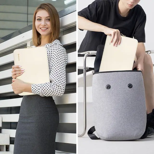 Alt view image 7 of 7 - 13 13.3 inch Laptop Sleeve Case,Waterproof Laptop Notebook Cover for MacBook Air MacBook Pro 13 14 inch, Computer Carrying Bag for HP ThinkPad Dell Lenovo Asus Acer MSI, White