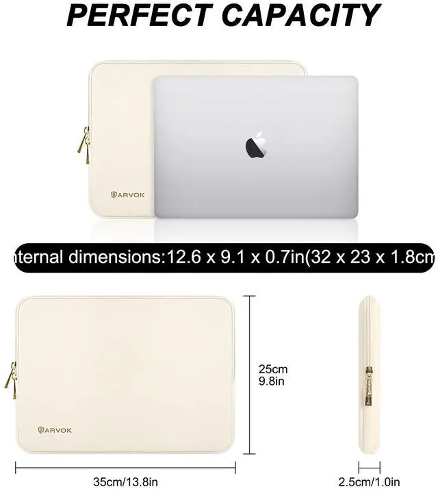 Alt view image 4 of 7 - 13 13.3 inch Laptop Sleeve Case,Waterproof Laptop Notebook Cover for MacBook Air MacBook Pro 13 14 inch, Computer Carrying Bag for HP ThinkPad Dell Lenovo Asus Acer MSI, White