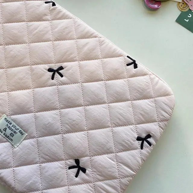Alt view image 5 of 7 - Puffy Laptop Sleeve Case Cute Quilted Computer Bag, 13 Inch Bow Embroidery Printed Laptop Carrying Cases, Coquette Aesthetics Protective Cover, Compatible with 11" 13" 15" Notebook