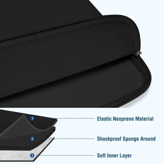 Alt view image 4 of 7 - 13.3 inch Laptop Case, 13-13.3 inch Laptop Sleeve Compatible with MacBook Neo/Air/Pro 13 inch with A18/M5/M4/M3/M2/M1 Chip 2026-2016, Neoprene Carrying Computer Bag with Curved Pocket, Black
