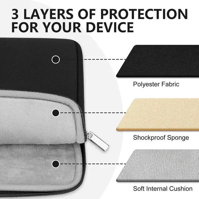 Alt view image 5 of 7 - Laptop Sleeve Bag Compatible with 15 to 16 inches MacBook HP Dell Asus Acer Protective Case with Front Pocket Padded Computer Pouch Cover Protective for 15 to 16 Laptop,Black